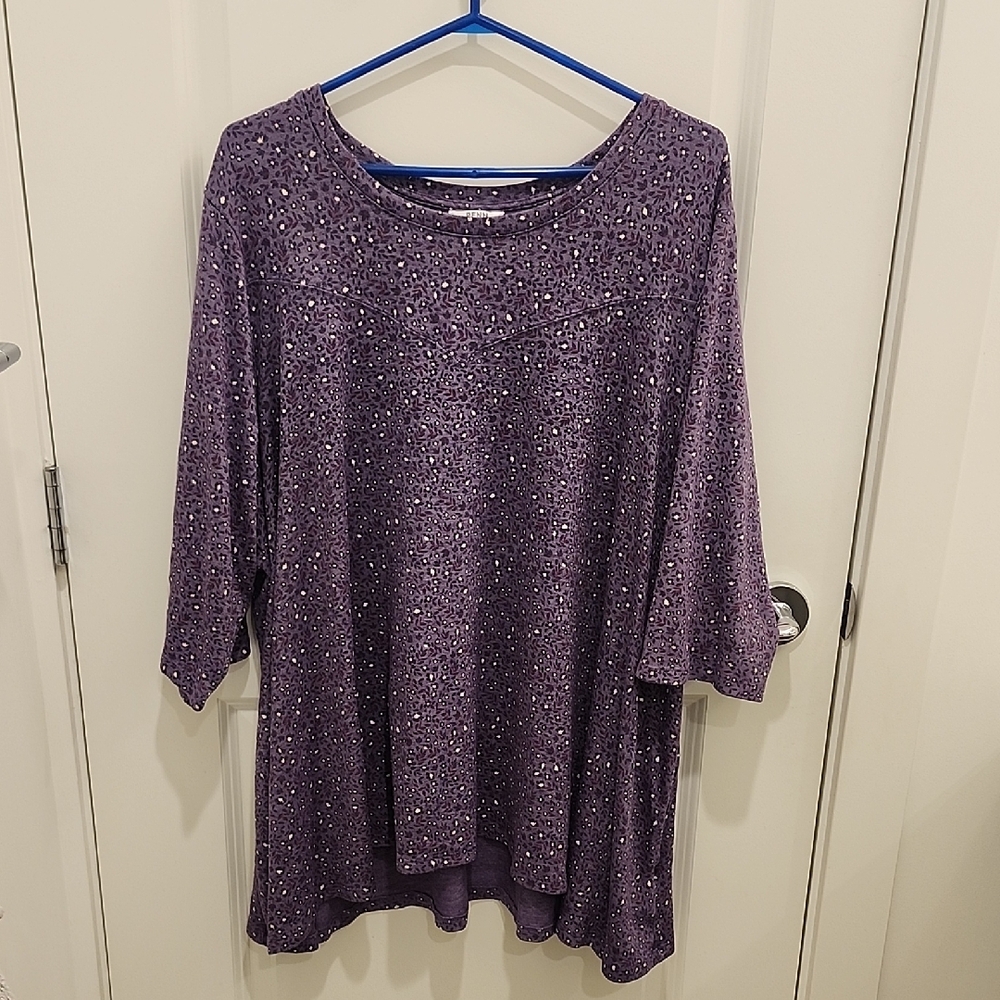 Penn Penningtons Womens 4X Floral Purple Tunic Top Boho Flowy